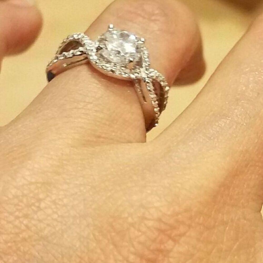 New 14k White gold plated Engagement Ring